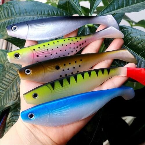 Swolfy 5pcs 14.5cm 25g big soft lure shad lure sea bass fishing for pike zander Big Paddle Tail Fish Soft Plastic Soft Baits