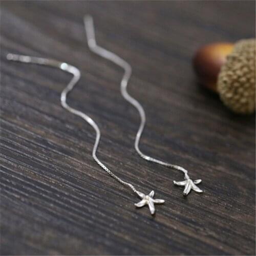 Drop Shipping 100% 925 Sterling Silver Earrings Star Drop Earrings for Women Gifts Sterling-silver-jewelry Bijoux
