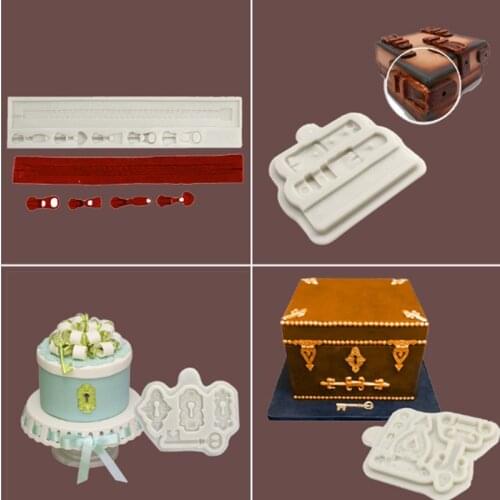 Belt Straps Locks and Key Hinges Chain Mould Silicone Mold Fondant Cake Decorating Tool Gumpaste Sugarcraft Chocolate Forms