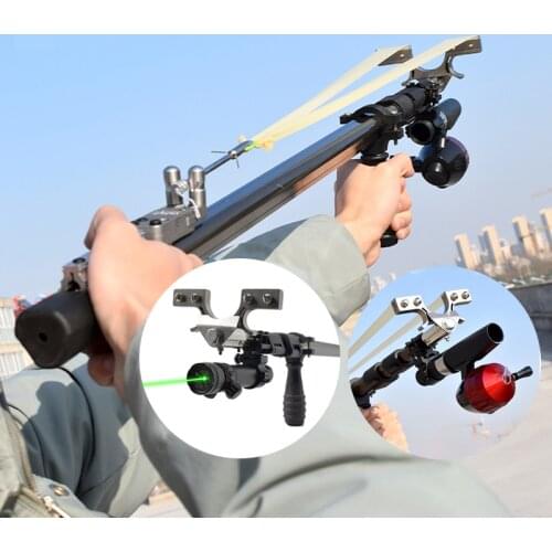 Retractable Laser Aiming Slingshot Fishing Suit High Quality Powerful Catapult Outdoor Hunting Shooting Compound Slingshots