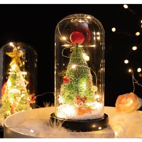 Santa Christmas Tree In LED Glass Dome Christmas Tree Doll Ornaments Xmas Decorations for Home Noel 2021 Happy New Year Gifts