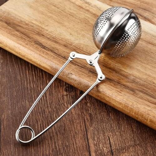 Mesh Snap Ball Loose Leaf Tea Infuser with Handle Stainless Steel Spices Strainer Tea Filter