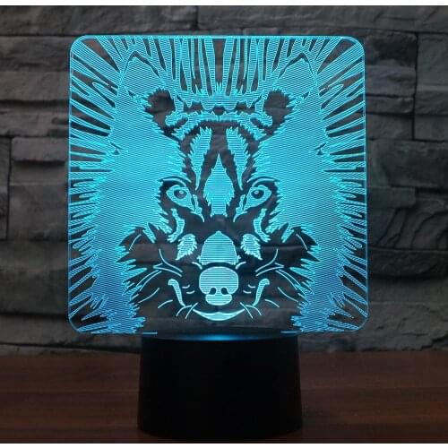 Wolf Model LED 3D Night Lights Colorful Bedroom Office Home Atmosphere lamp Decor Desk Table Lamp