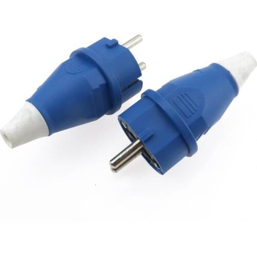 YuXi EU Plug 16A / 250v Outlet Adaptor Waterproof IP54 Round 2Pin Electric Power Male Schuko Plug Rewireable Socket