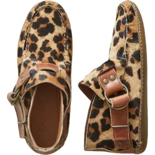 2020 Womens Boots Fashion Women Ankle Boots Winter Warm Snow Boots Retro Leopard Print Buckle Boots for Women Shoes Botas Mujer