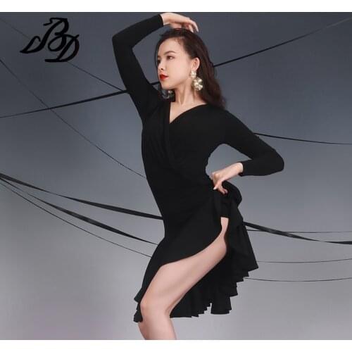 Harness Fashion Latin Dance Skirt Dress Practice Clothes Dance Wear Female Training Suit Skirt Lotus Leaf Skirt Outfits BD14