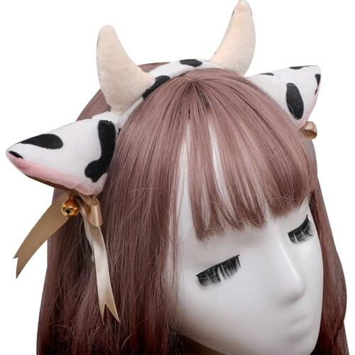 Female Hair Hoop Milk Cow Hair Clasp Headwear Headdress Cosplay Tools Hair Accessories for Ladies