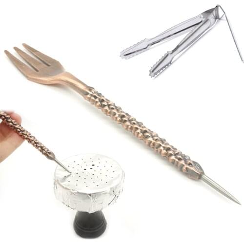 1Set Sheesha Hookah Fork With Tongs Foil Bowl Shisha Chicha Forks Narguile Cachimba Nargile Tobacco Cigar Cigarette Accessories