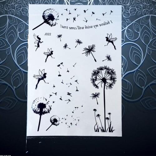 1PC Popular Fashion Flash Temporary Tattoo Fairy Dandelion Design Women Black Ink Henna Jewel Waterproof Tattoo Dandelion PBJ022
