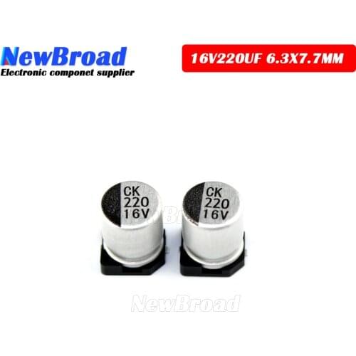 10PCS SMD Aluminum Electrolytic Capacitor 16V220UF 6.3*7.7MM 220UF16V 16V 220UF