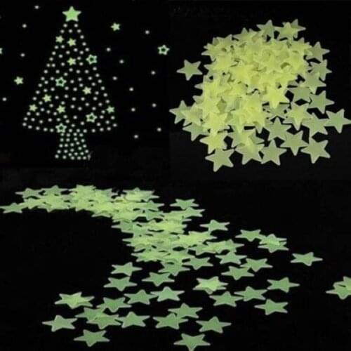 100pcs 3CM DIY Colorful Luminous Star Patch Wall Stickers Fluorescent Glow In The Dark Baby Kids Bedroom Decal Stars Home Decor