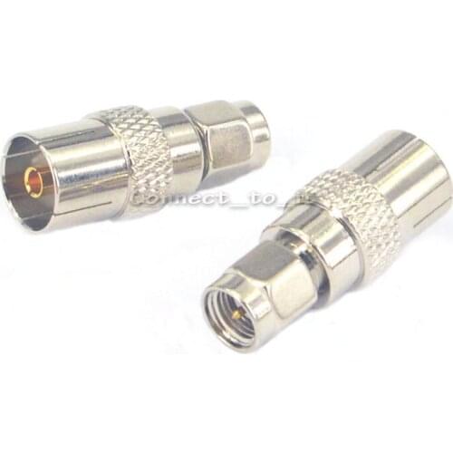 100 pieces/lot) SMA to TV Adapter Connector SMA Male Plug toTV Female Jack Nickelplated Straight Coaxial Connector