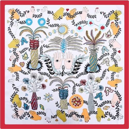 2020 60x60 jungle print Multipurpose women Silk twill scarf Satin square tie Hairband ladies foulard femme towel bufanda shawl