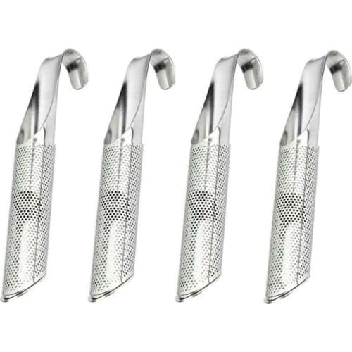 4 Pack Tea Infuser Stainless Steel Tea Strainer Filter Pipe Stick Steeper With Hook Reusable Premium Fine Mesh For Loose Leaf He
