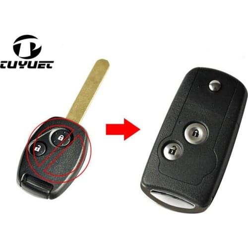5PCS/Lot 2 Buttons Modified Flip Folding Remote Key Shell for Honda Accord CRV Civic Odyssey FOB Key Blanks