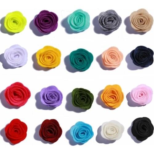 50PCS 4CM Mini Chic Felt Rose Flowers For Apparel Accessories Nonwovens Material Fabric Flower For Hair Headband Accessories