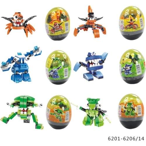 6eggs/lot Egg Building Block Monster Series Educational Bricks Toy Children Gift 6201 6206