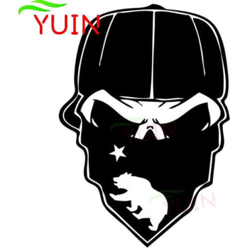 Gangster California Mask Skull Decal Fashion Window Decoration PVC Waterproof Sunscreen Car Sticker Black/White/Red/Laser/Silver