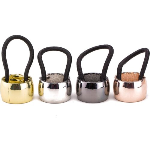 Gold Silver Color Metal Round Shape Elastics Hair Ties Alloy Hair Scrunchies Women Hair Accessories