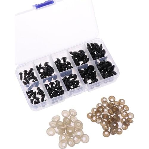 100pcs/Box 6-12mm Black Plastic Craft Safety Eyes For Stuffed Doll Animal Amigurumi DIY Accessories