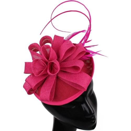 Imitation Sinamay Chic Party Tea Millinery Hats Fascinator Accessories Elegant Ladies Hair For Weddings Ostrich Feather Chapeau