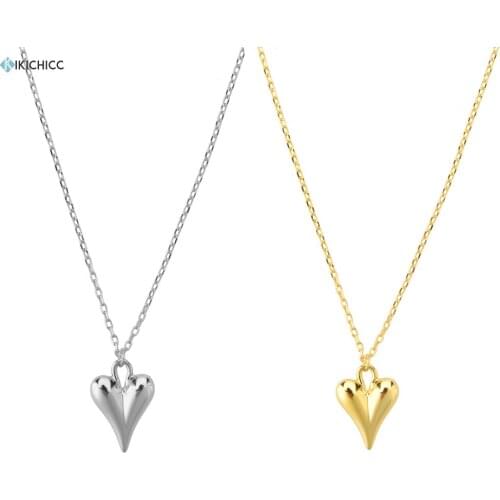 Kikichicc New 925 Sterling Silver Plain Heart Pendant Luxury Chain Necklace 2020 Rock Punk Fashion Fine Jewelry European
