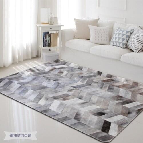Nordic Simply Sketch Carpets Soft Flannel Geometric Printed Area Rugs Anti-slip Thicken Large Carpet Rug for Living Room Decor