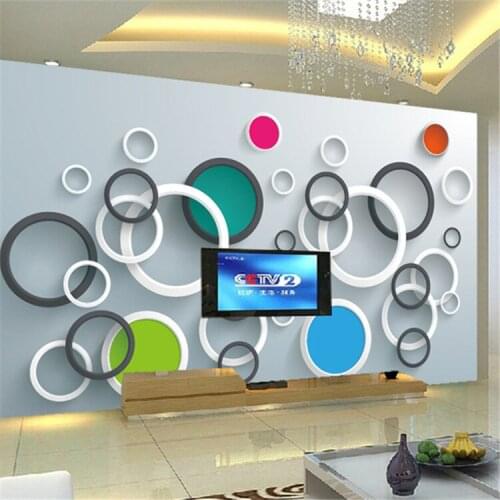 Fashion personality 3D stereo large fresco circle circle living room TV background wallpaper bedroom wallpaper murals