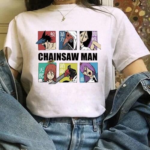 2021 New Anime Chainsaw Man Tshirt Japan Manga Printed Short Sleeve Men Harajuku Casual Tees T-shirt Unisex