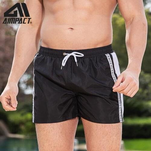 Mens Beachwear Marathon Sport Shorts New Fast dry Running large Size Swimwear Sportswear with Lining Liner by AMPACT AM2268