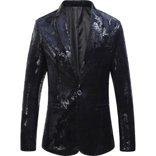 Top Quality Mens Blazers Fashion Printed Casual Suit Jacket Stage DJ Mens Business One Button Blazers Veste Costume Homme M-6XL