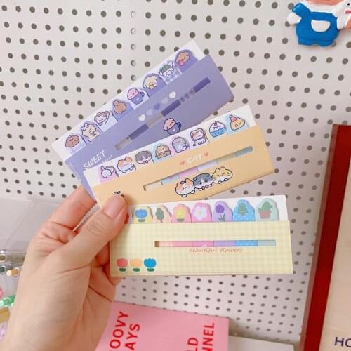 New Kawaii Animal Sticky Note Classified Index Sticker Label Maker Bookmark Memo Pad 120 Sheets School Office Stationery