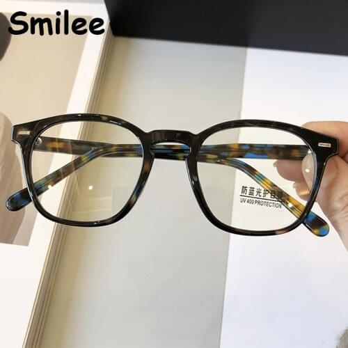 Vintage Blue Print Blue Light Glasses For Computer Ladies Transparent Square Eyeglasses White-collar Working Eyewear Vision Care