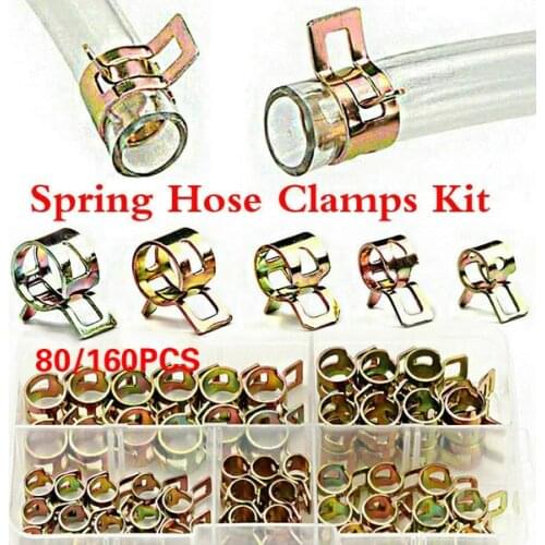 80PCS Hose Clamp Zinc Plated Spring Hose Pipe Clamps Air Clip Clamp