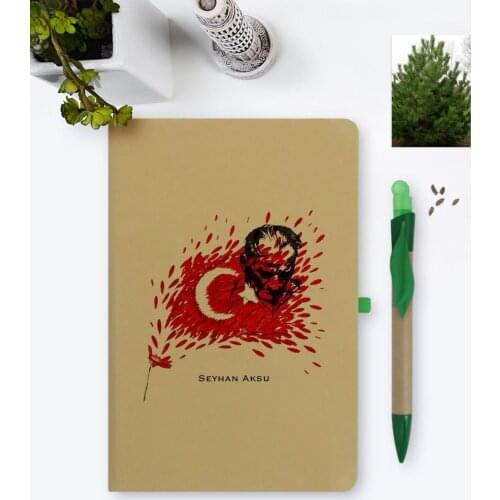 Personalized Ataturk Themed Environmentalist Notebook and Seeded Pen Set-3