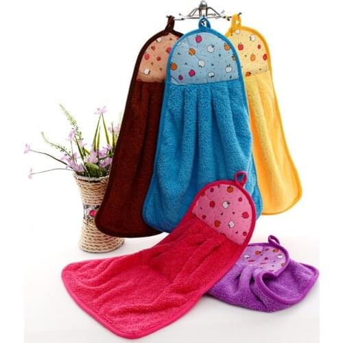 Plush Hand Towel soft terry cloth towel child baby cleaning bathroom kitchen Quick-dry towel colorful cute Hanging Hand Towel