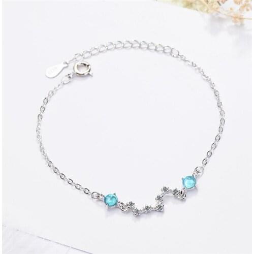 Sole Memory Blue Crystal Stars Literary Creativity Fashion 925 Sterling Silver Female Resizable Bracelets SBR189