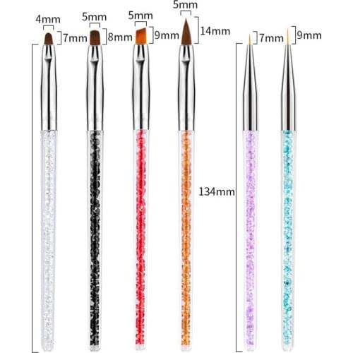 Nail Art Pen Nail Drawing Brush Transparent Black Blue Pink Purple Red Crystal Diamond Handle UV Acrylic Gel Carving Glitter Pen