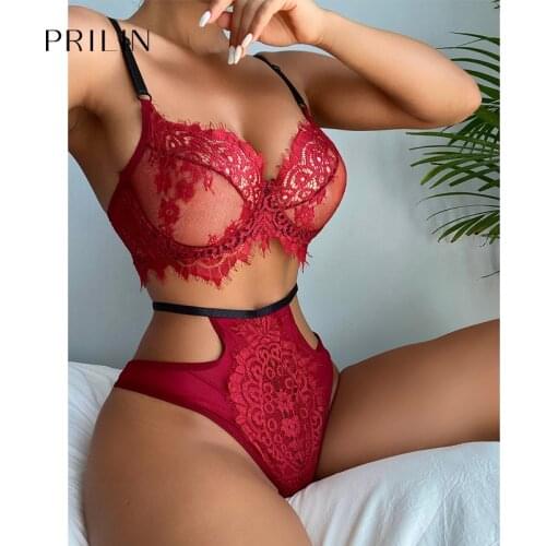 Sexy Lingerie Sets Women Transparent Lace Underwire Bras High Waist Sex Panties Temptation Erotic Sensual Underwear 2021
