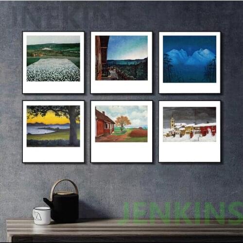 Nordic Landscape Oil Painting on Canvas Wall Art Vintage Posters and Prints Aesthetic Pictures for Living Room Home Decoration