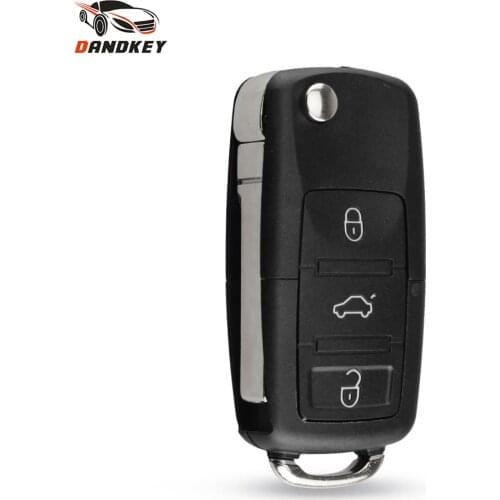 Dandkey Remote Key Flip Folding Fob Key Shell For Vw Volkswagen Jetta Passat Beetle Polo Bora 3 Buttons Key Case With logo