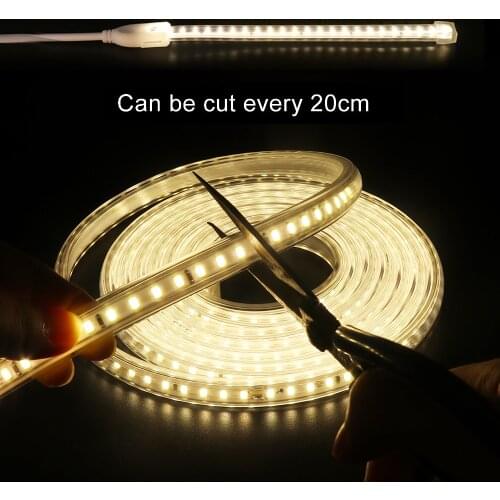 SMD 2835 LED Strip Light 20CM Cut 220V 120LED/m Waterproof IP67 Flexible Led Ribbon Lighting With ON/OFF Switch EU UK Power Plug