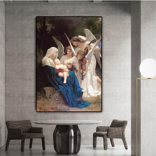 Song of the Angel Classical Portrait Famous Oil Painting on Canvas Art Posters and Prints Wall Picture for Living Room Decor