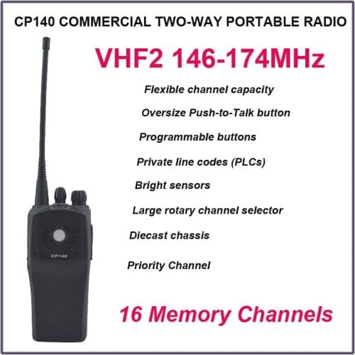 Brand New CP140 VHF2 146-174MHz 16 Conventional Channels COMMERCIAL Portable Two-Way Radio