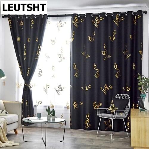 Dark Blue Blackout Curtain for Bedroom Gold Shiny Kids Children Nursery New Home Decor Window Treatment Drapes