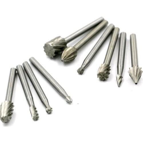 URANN 10pcs HSS Wood Carving Milling Rotary File Routing Router Bits Burr Mill Cutter For Dremel Engraving Machine Accessories