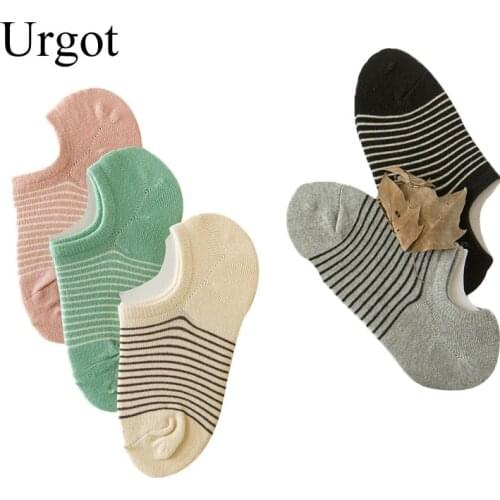 Urgot 10pcs=5pairs Womens Boat Socks Cute Color Fashion Striped Invisible Socks Summer Autumn Ladies Female Meias Calcetines
