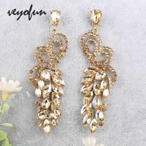 Veyofun Symmetrical Butterfly Rhinestone Drop Earrings Elegant Dangle Earrings for Woman Fashion Jewelry New Wholesale