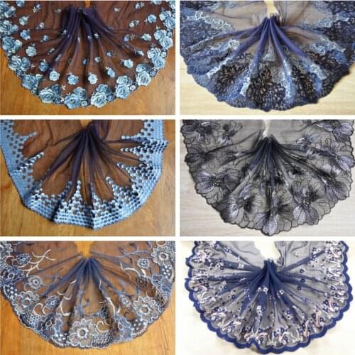 1 Meter Embroidered Blue Series Lace Trims Retro Style Lace Trimming Sewing Supplies Crafts For Kids Clothing Dress Costume