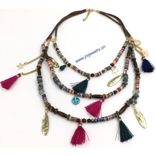 Handmade jewelry wholesale Boho style beaded necklace statement Necklace tassel summer style for sea beach Bohemia collier